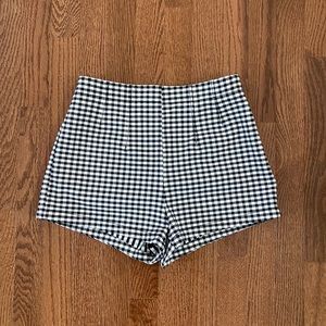 Anthropology gingham black shorts